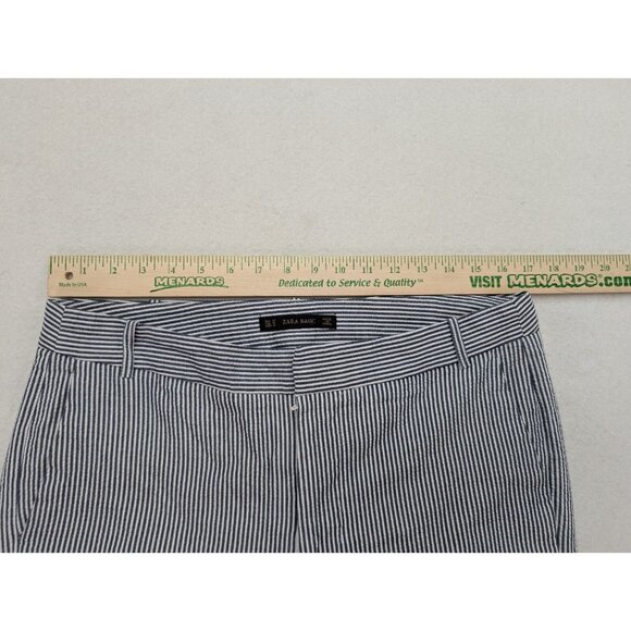 Zara Basic Women's Pants Size 10 Seersucker Striped Ankle - Picture 7 of 16